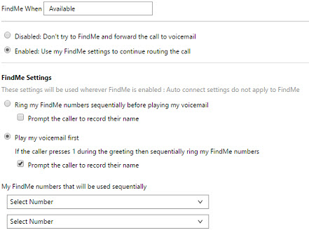 Find Me Settings in Mitel